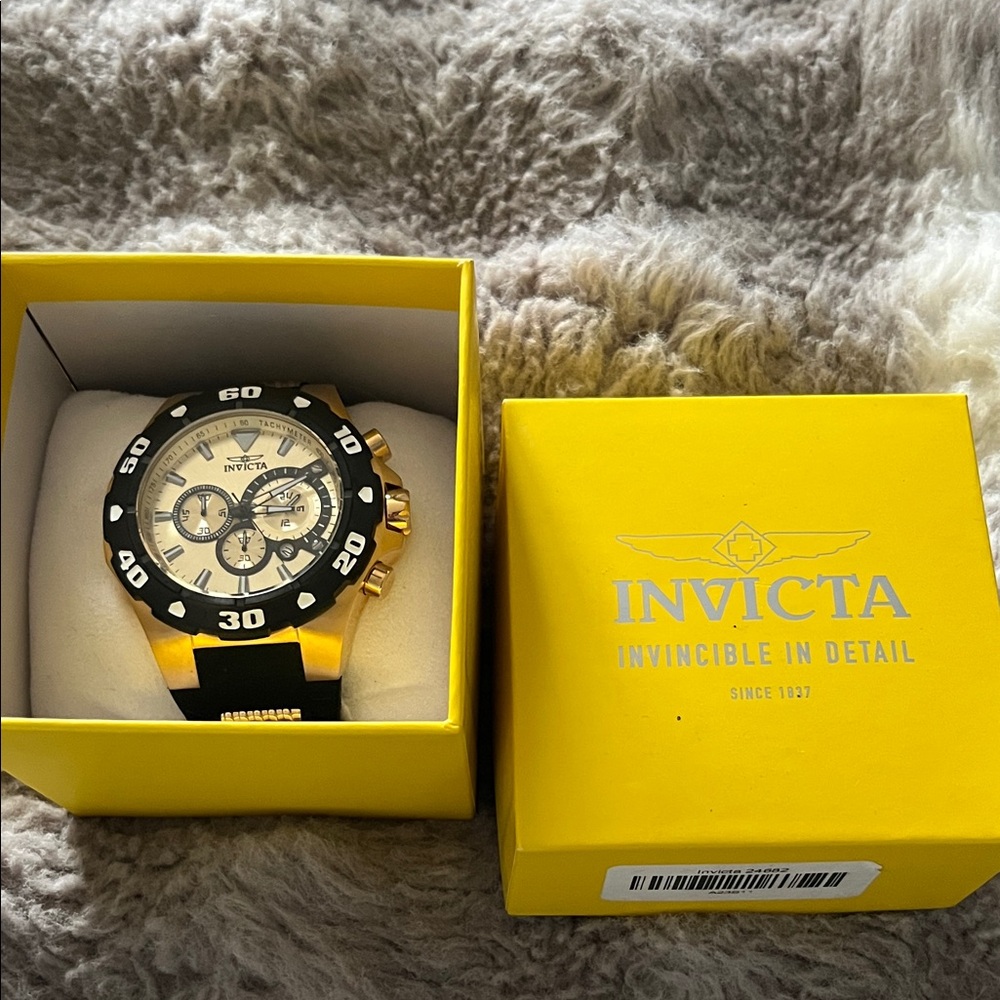Invicta Gold and Black Chronograph Watch